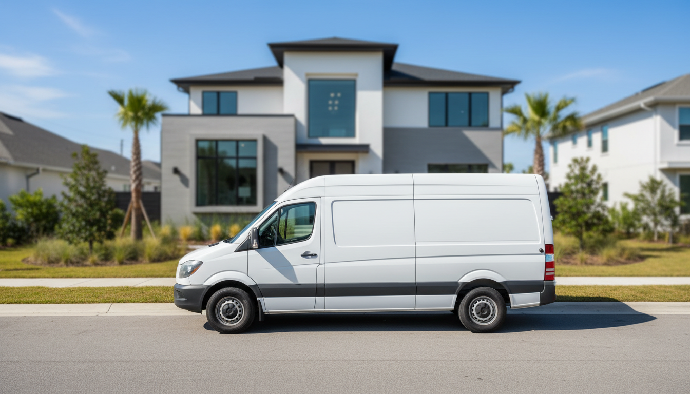 Be Cool HVAC service van in front of a contemporary home